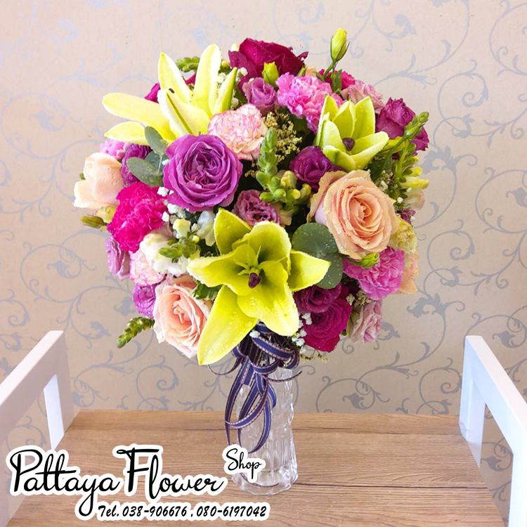 กระเช้าแจกันดอกไม้สด 7